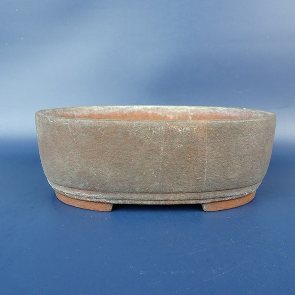 中古盆栽鉢 落款あり 小型 長辺 約15.3cm 楕円鉢 泥鉢  中古鉢 r1198405576