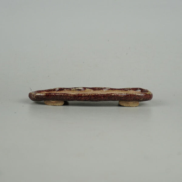 中古盆栽鉢 落款あり 小型 長辺 約11.5cm 楕円鉢 釉薬  中古鉢 j1198414971