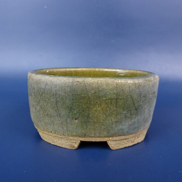 中古盆栽鉢 梁山 小鉢 長辺 約8cm 楕円鉢 釉薬  中古鉢 n1198409033