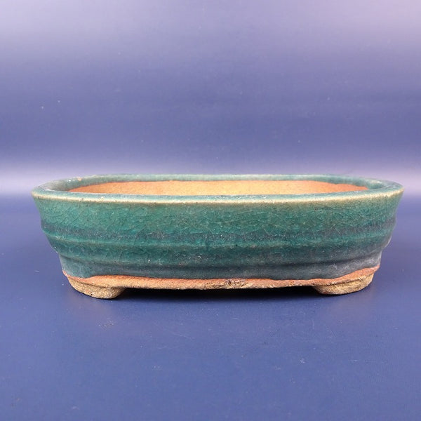 中古盆栽鉢 落款なし 小型 長辺 約16cm 楕円鉢 釉薬  中古鉢 q1198418959