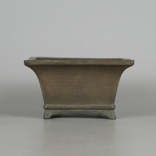 中古 盆栽鉢 橘 充信造 小型 長辺 約 10cm 正方鉢 外縁 下帯 泥物  中古鉢 e1198412378