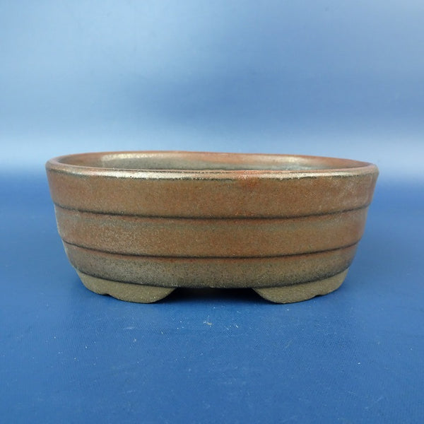 中古盆栽鉢 落款なし 小型 長辺 約 10.7cm 楕円鉢 釉薬  中古鉢 w1198408328