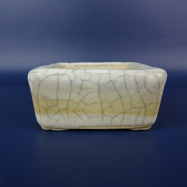 中古盆栽鉢 落款なし 小鉢 長辺 約8cm 正方鉢 貫入 釉薬  中古鉢 r1198408165
