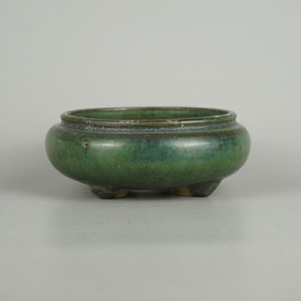 中古盆栽鉢 落款あり 小型 長辺 約 14.5cm 丸鉢 袋式 釉薬 和鉢  中古鉢 h1198427821