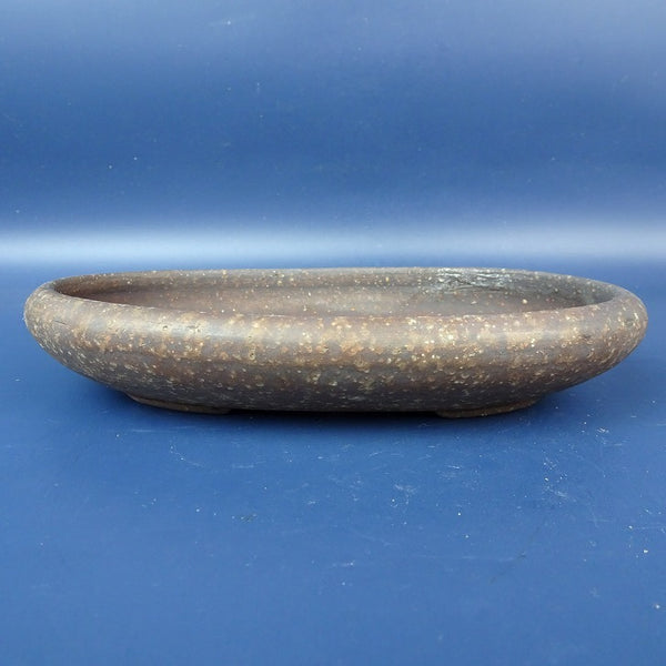 中古盆栽鉢 落款あり 小型 長辺 約17.5cm 楕円鉢 泥鉢  中古鉢 e1198417002