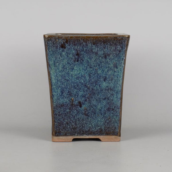 中古盆栽鉢 落款なし 小型 高さ 約19.8cm 正方鉢 ナマコ 釉薬  中古鉢 w1198411817
