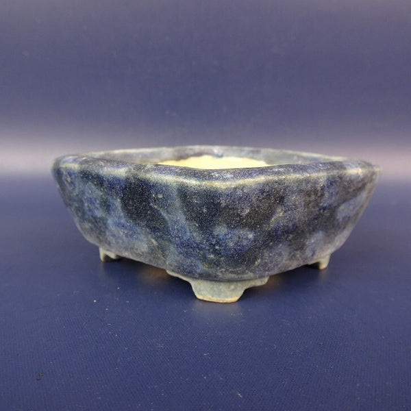 中古盆栽鉢 落款あり 小鉢 長辺 約9.5cm ダイヤ型 四角鉢 段足 釉薬  中古鉢 u1198425990