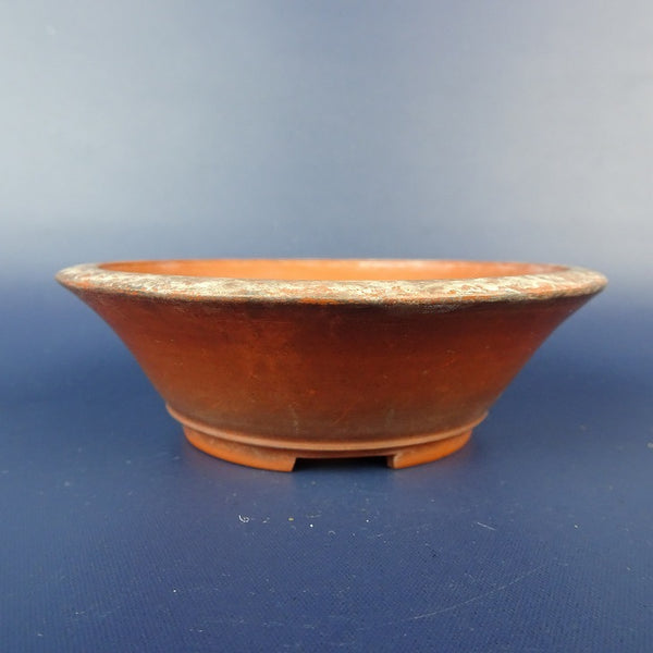 中古盆栽鉢 落款あり 小型 長辺 約10cm 丸鉢 泥鉢  中古鉢 u1198429759