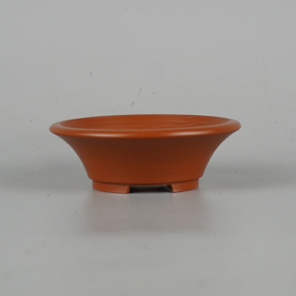 中古 盆栽鉢 羽苑 小鉢 長辺 約 7.7cm 丸鉢 泥物  中古鉢 j1198412836