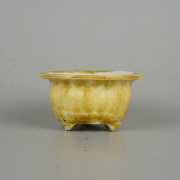 中古盆栽鉢 落款あり 小鉢 長辺 約6.5cm 丸鉢 釉薬  中古鉢 c1198413203