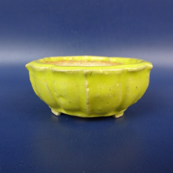 中古盆栽鉢 落款あり 小鉢 長辺 約6cm 輪花鉢 釉薬  中古鉢 d1198427961