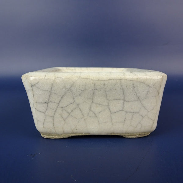 中古盆栽鉢 落款なし 小鉢 長辺 約8.2cm 正方鉢 貫入 釉薬  中古鉢 n1198412014