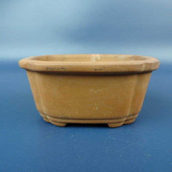 中古盆栽鉢 落款なし 小鉢 長辺 約 8.7cm 木瓜鉢 泥物  中古鉢 u1198432150