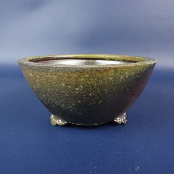 中古 盆栽鉢 落款なし 小型 長辺 約11cm 丸鉢 釉薬  中古鉢 r1198408019