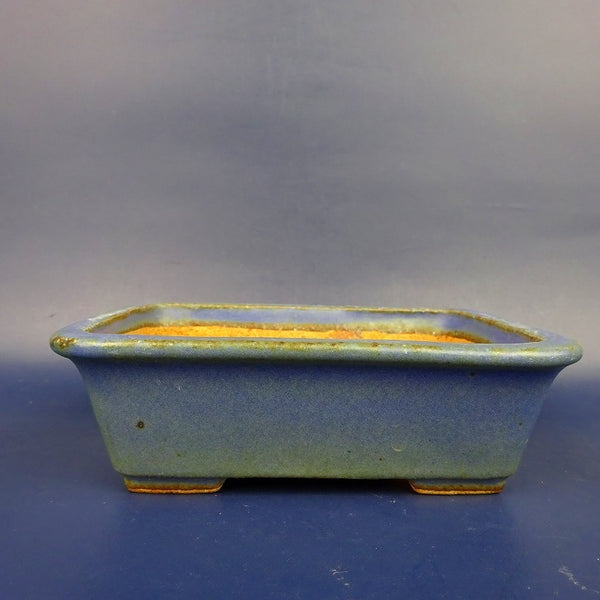 中古 盆栽鉢 常滑 服部 小型 長辺 約13cm 長方鉢 外縁 切足  中古鉢 b1198419977