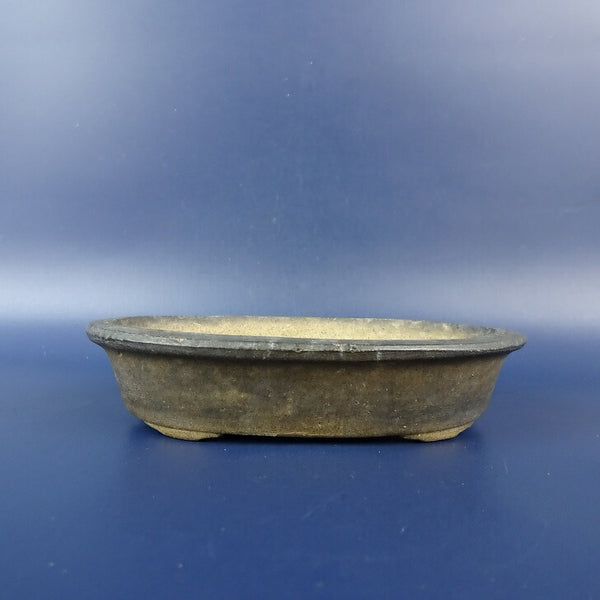 中古盆栽鉢 落款なし 小型 長辺 約 10.8cm 楕円鉢 外縁 釉薬  中古鉢 e1198417400