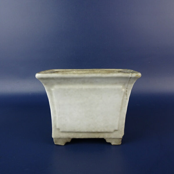 中古盆栽鉢 落款なし 小鉢 長辺 約 9.5cm 長方鉢 外縁 窓付 釉薬 観賞用  中古鉢 n1198414851