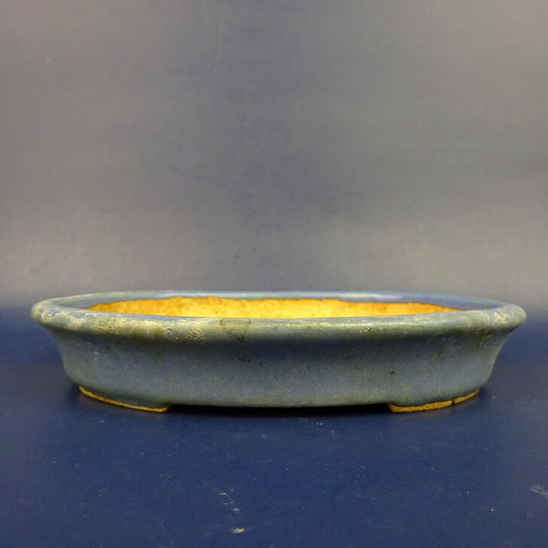 中古盆栽鉢 常滑 服部 小型 長辺 約13.3cm 楕円鉢 切足 釉薬  中古鉢 e1198414761