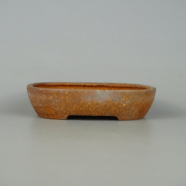 中古盆栽鉢 常滑 服部 小型 長辺 約 15.5cm 楕円鉢 泥物  中古鉢 w1198408239
