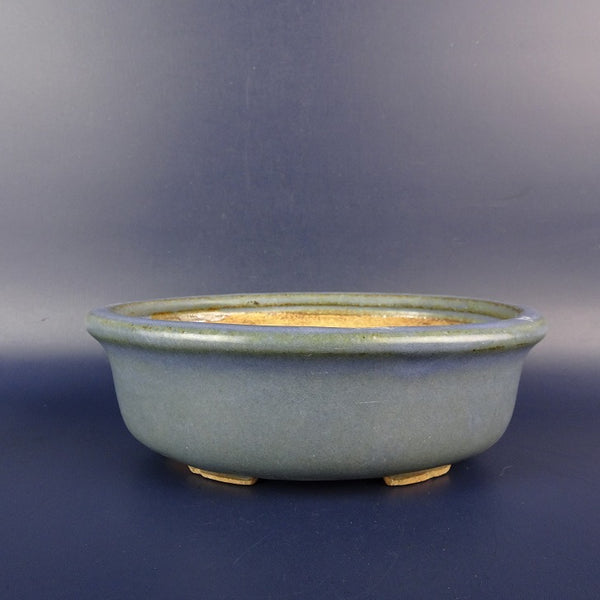 中古盆栽鉢 服部 小型 長辺 約 14.5cm 楕円鉢 外縁 釉薬  中古鉢 x1198411878