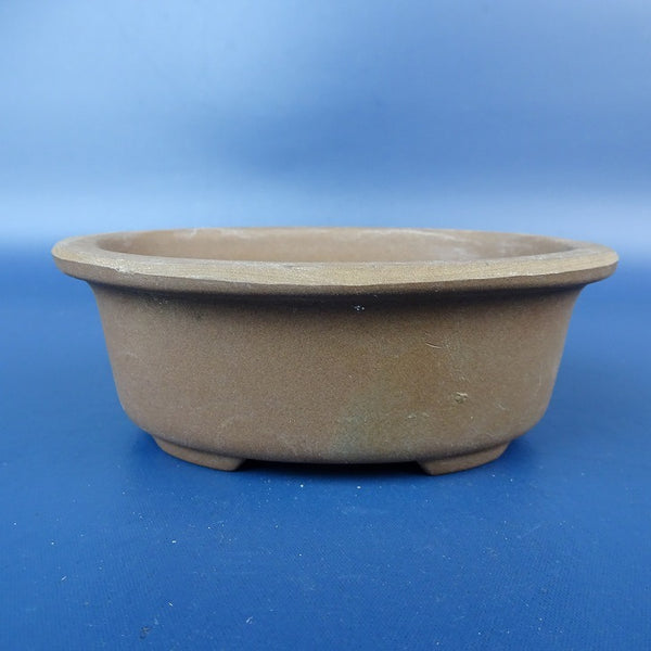 中古盆栽鉢 落款なし 小型 長辺 約 10.7cm 楕円鉢 外縁 泥物  中古鉢 l1198412371