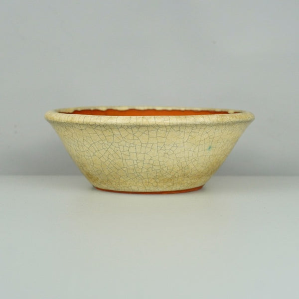 中古 盆栽鉢 景仙 小型 長辺 約12cm 丸鉢 白釉 釉薬  中古鉢 k1198414702