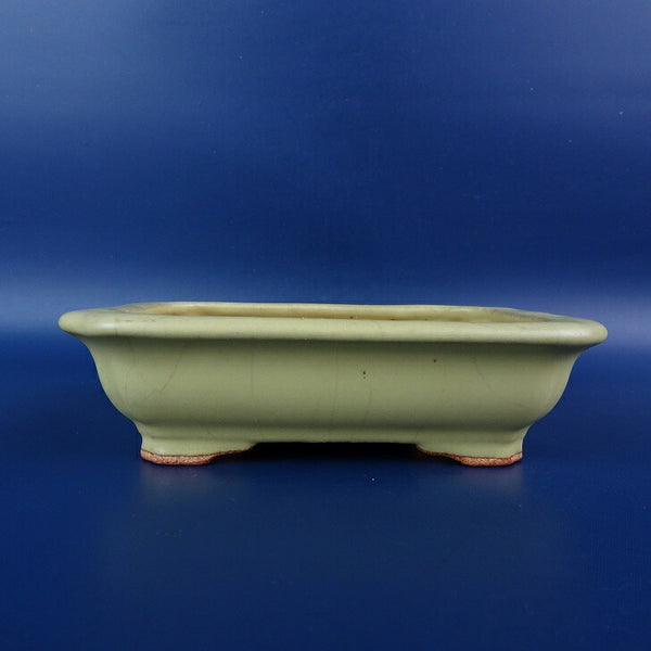 中古盆栽鉢 常滑 服部 小型 長辺 約13.8m 長方鉢 外縁 隅入 貫入 釉薬  中古鉢 u1198425726