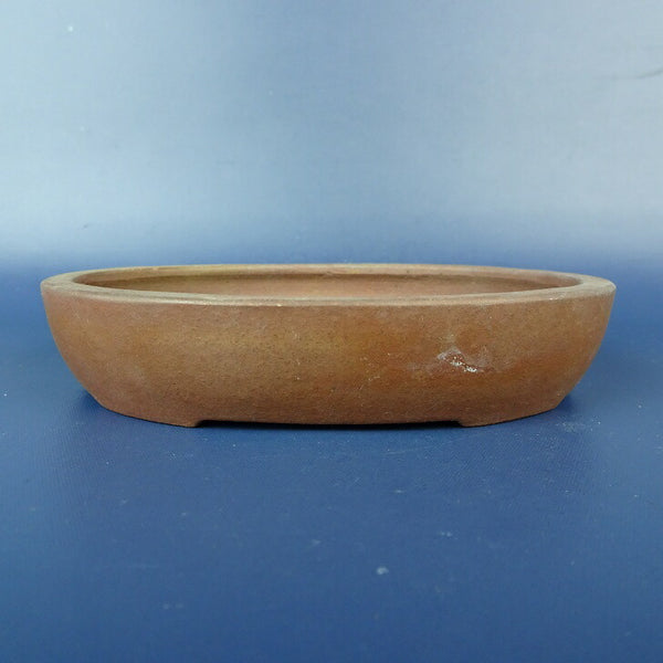 中古盆栽鉢 常滑 山秋造 小型 長辺 約 11.8cm 楕円鉢 泥物  中古鉢 v1198443700