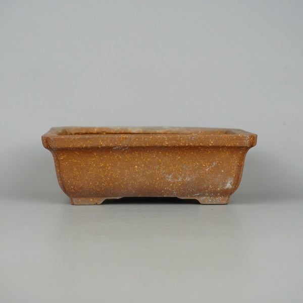 中古盆栽鉢 常滑 服部 小型 長辺 約 14.5cm 長方鉢 隅入 泥物  中古鉢 l1198415206
