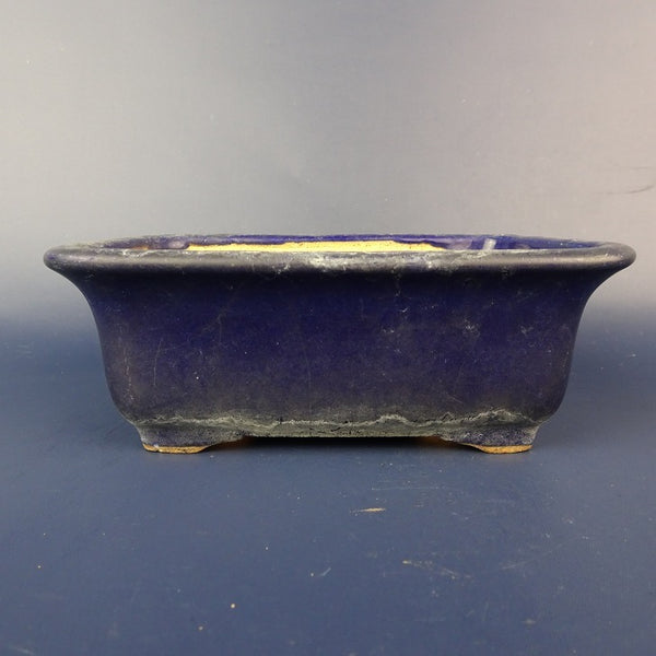 中古盆栽鉢 常滑 服部 小型 長辺 約 13.8cm 長方鉢 外縁 釉薬  中古鉢 f1198414456