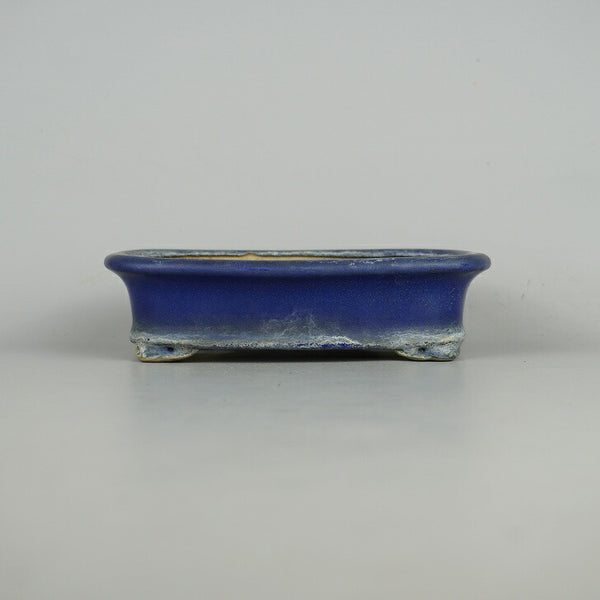 中古盆栽鉢 常滑 知 服部 小型 長辺 約15.8cm 長方鉢 外縁 撫角 釉薬  中古鉢 m1198413151