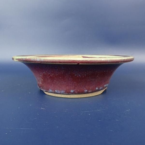 中古盆栽鉢 丸藤 小型 長辺 約13.3cm 丸鉢 外縁 釉薬  中古鉢 s1198413331