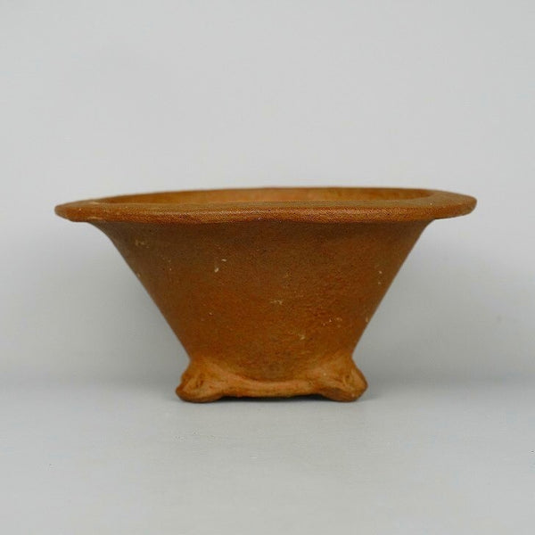 盆栽鉢 仙舟 小型 長辺 約15.5cm 丸鉢 外縁 雲足 泥物  中古鉢 v1198439332