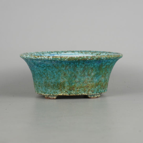 中古盆栽鉢 秀峰 小型 長辺 約 15.5cm 楕円鉢 外縁 釉薬  中古鉢 1198410351