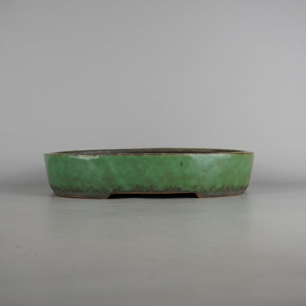 中古 盆栽鉢 常滑 秀峰 義村陶園 中型 長辺 約 32cm 楕円鉢 釉薬  中古鉢 t1198407243