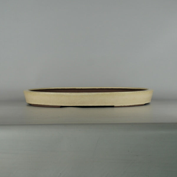 中古盆栽鉢 山秋 松泉焼 大型 長辺 約 47cm 楕円鉢 釉薬  中古鉢 f1198412468