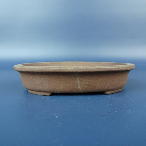 中古盆栽鉢 常滑 山秋造 小型 長辺 約10.6cm 楕円鉢 外縁 泥物  中古鉢 u1198426980