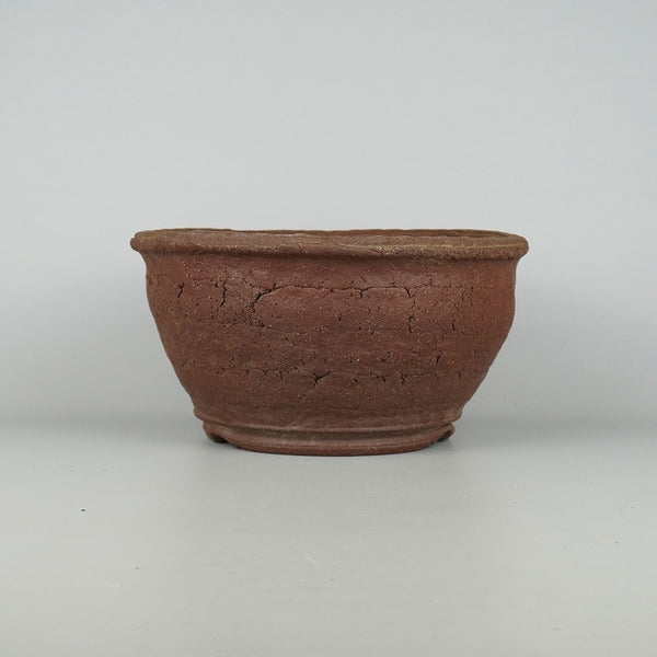 中古盆栽鉢 常滑 十王堂 松泉造 中型 長辺 約 26cm 丸鉢 下帯 泥物  中古鉢 d1198424917