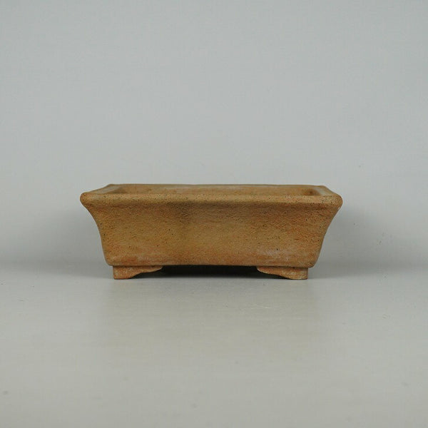中古盆栽鉢 仙舟 小型 長辺 約18.3cm 長方鉢 撫角 泥物 長角  中古鉢 m1198402849