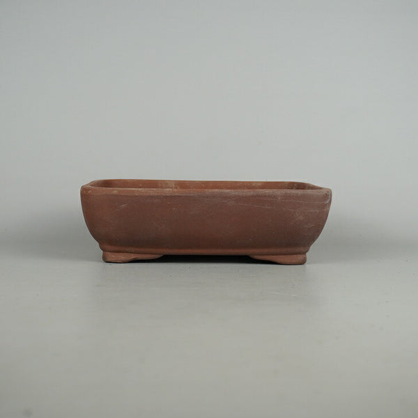中古盆栽鉢 落款なし 中型 長辺 約 21cm 長方鉢 撫角 泥物  中古鉢 v1198440327