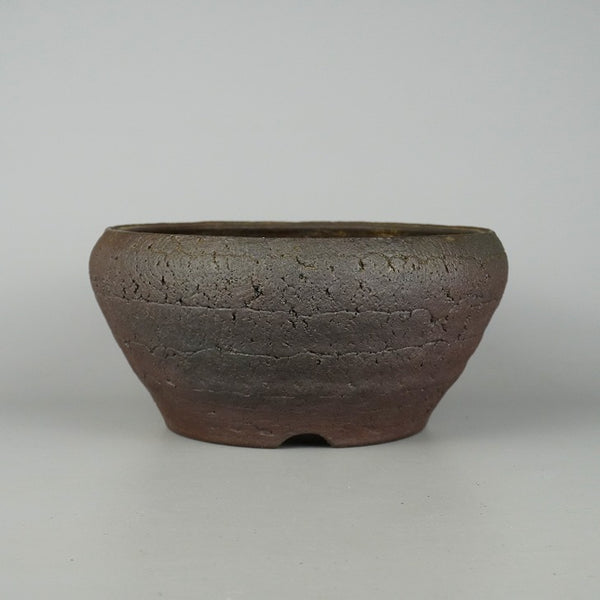 中古盆栽鉢 常滑 十王堂 松泉造 中型 長辺 約 22cm 丸鉢 泥物  中古鉢 u1198431504