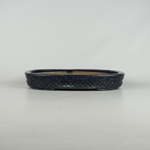 中古 盆栽鉢 常滑 秀峰造 義村陶園 中型 長辺 約32.5cm 長方鉢 撫角 鋲打 釉薬  中古鉢 r1198405087