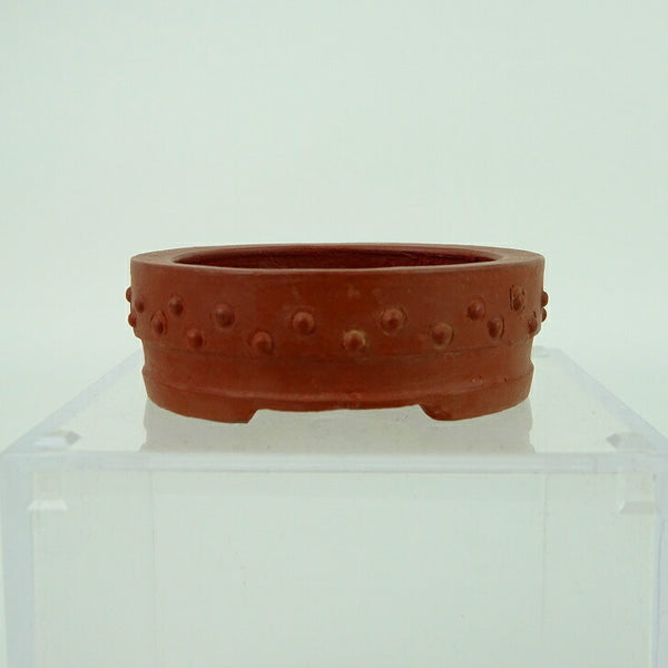 中古 盆栽鉢 中国宜興 豆鉢 長辺 約 4.8cm 丸鉢 鋲打 泥物 ミニ鉢 観賞用  中古鉢 t1198411122