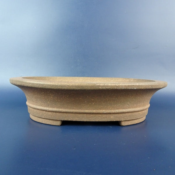 中古盆栽鉢 常滑 誠山造 小型 長辺 約19.2cm 楕円鉢 外縁 下帯 泥物  中古鉢 t1198409527