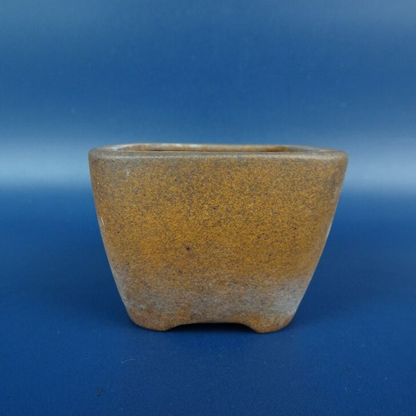 中古盆栽鉢 謙山 小鉢 長辺 約6.1cm 正方鉢 泥物  中古鉢 u1198429962