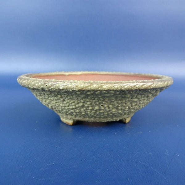 中古盆栽鉢 あど 小鉢 長辺 約8.7cm 丸鉢 外縁 釉薬  中古鉢 q1198416011