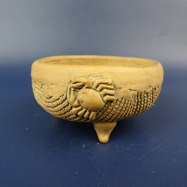 中古盆栽鉢 河井 小鉢 長辺 約7.4cm 丸鉢 蟹付 カニ 泥物  中古鉢 x1198414419