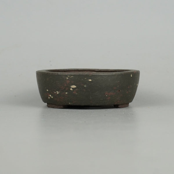 中古盆栽鉢 常滑 十王堂 松泉造 小鉢 長辺 約 8.8cm 丸鉢 梨皮 泥物  中古鉢 b1198420073