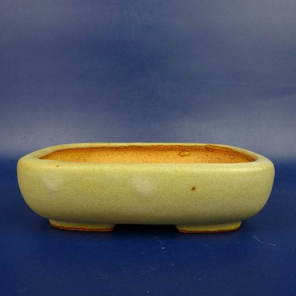 中古盆栽鉢 常滑 服部 小型 長辺 約12.5cm 長方鉢 撫角 切足 釉薬  中古鉢 p1198415047