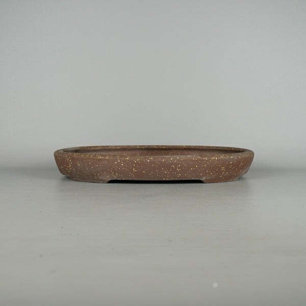 中古盆栽鉢 常滑 誠山造 中型 長辺 約37.5cm 楕円鉢 梨皮 泥物  中古鉢 n1198414259